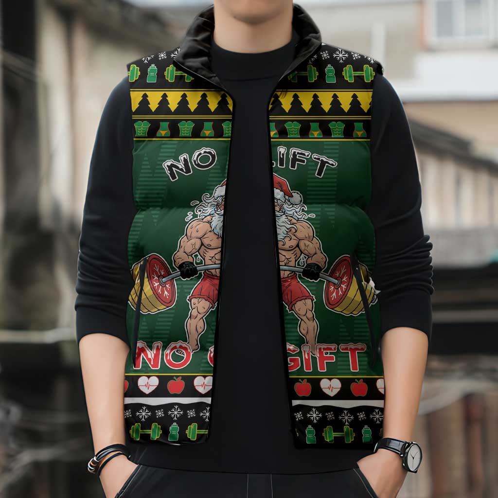 Xmas Gymer Christmas Sleeveless Puffer Jacket No Lift No Gift - Wonder Print Shop
