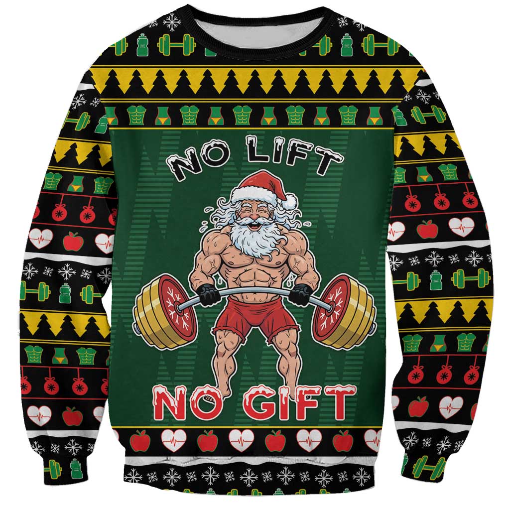 Xmas Gymer Christmas Sweatshirt No Lift No Gift - Wonder Print Shop