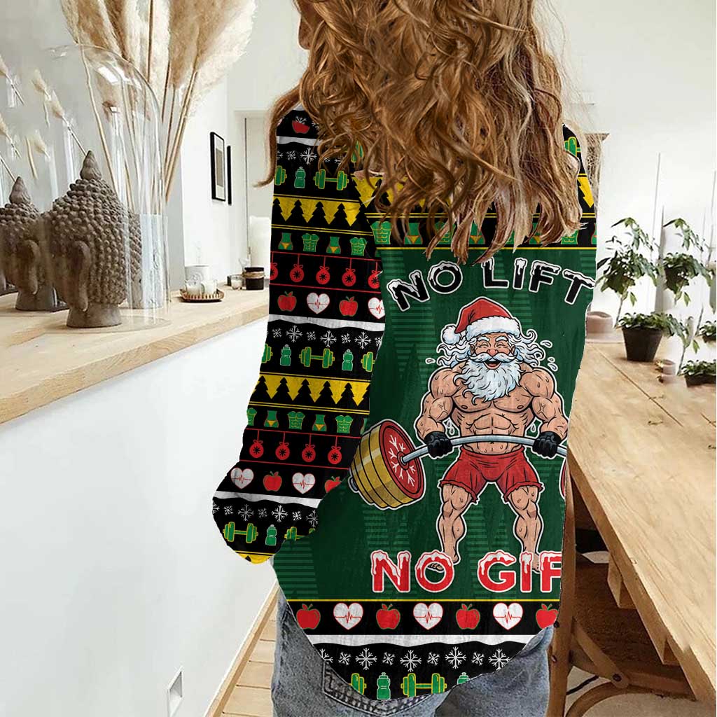 Xmas Gymer Christmas Women Casual Shirt No Lift No Gift - Wonder Print Shop