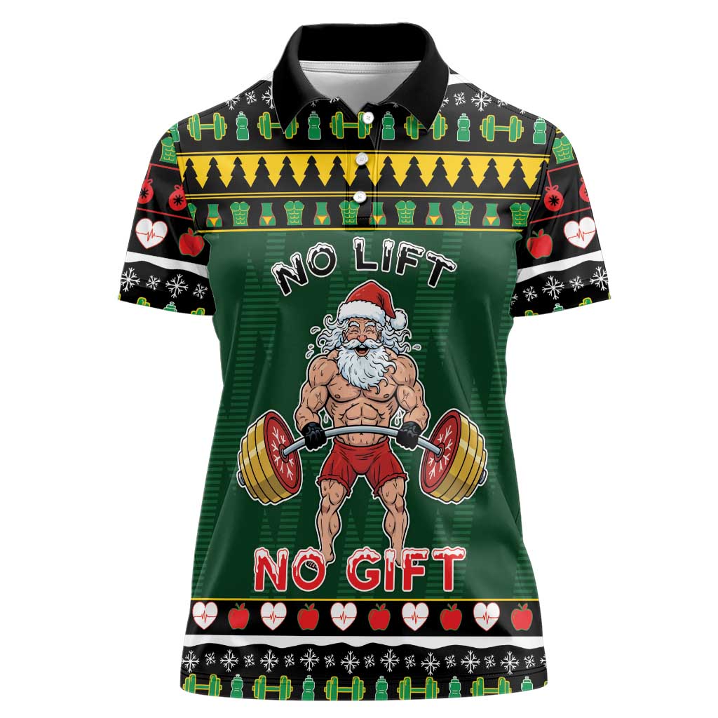 Xmas Gymer Christmas Women Polo Shirt No Lift No Gift - Wonder Print Shop