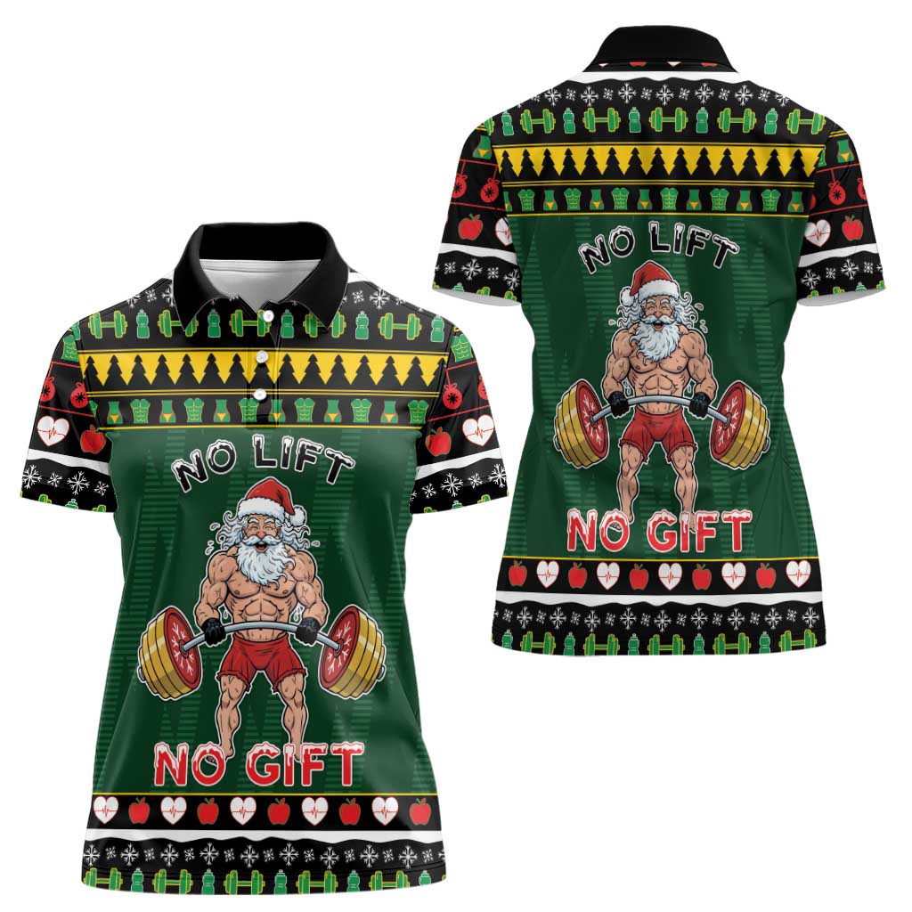 Xmas Gymer Christmas Women Polo Shirt No Lift No Gift - Wonder Print Shop