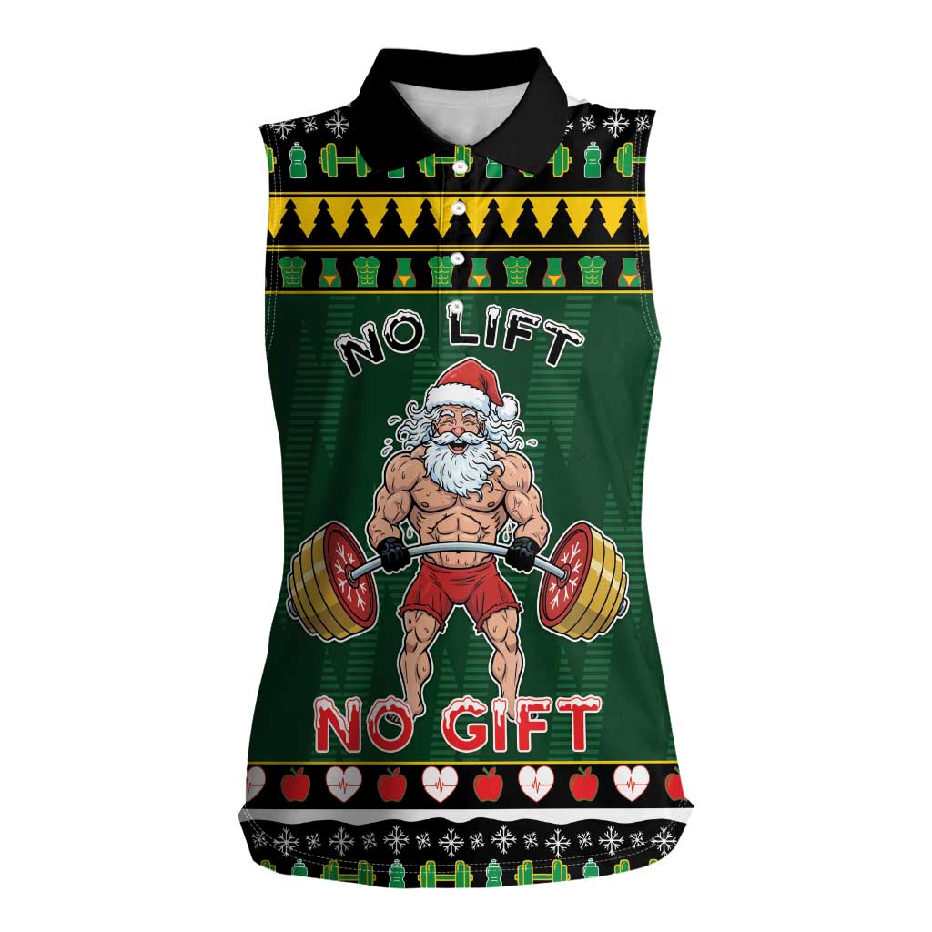 Xmas Gymer Christmas Women Sleeveless Polo Shirt No Lift No Gift - Wonder Print Shop