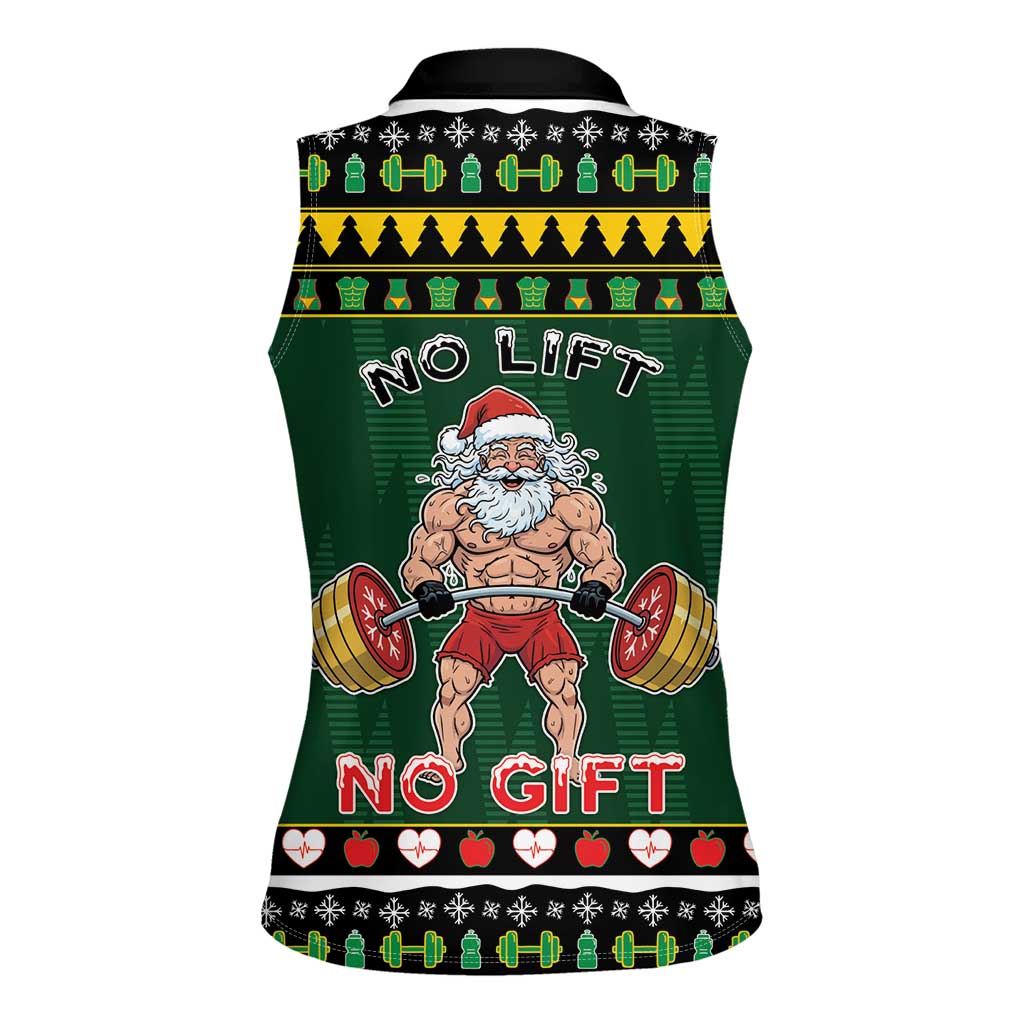 Xmas Gymer Christmas Women Sleeveless Polo Shirt No Lift No Gift - Wonder Print Shop