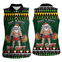 Xmas Gymer Christmas Women Sleeveless Polo Shirt No Lift No Gift - Wonder Print Shop