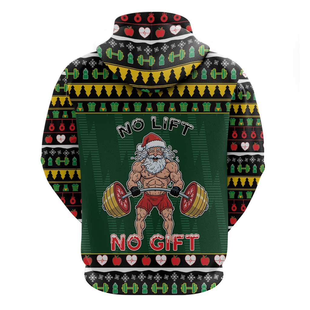 Xmas Gymer Christmas Zip Hoodie No Lift No Gift - Wonder Print Shop