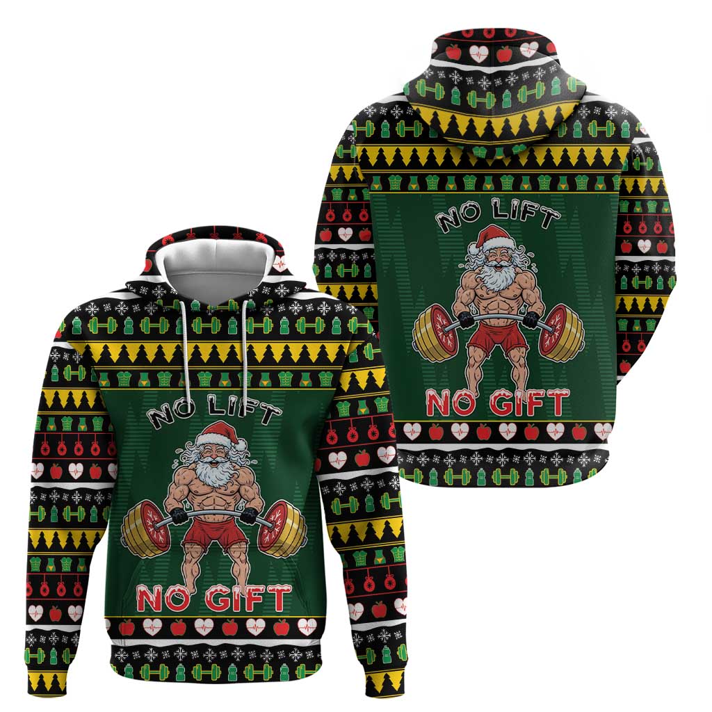 Xmas Gymer Christmas Zip Hoodie No Lift No Gift - Wonder Print Shop