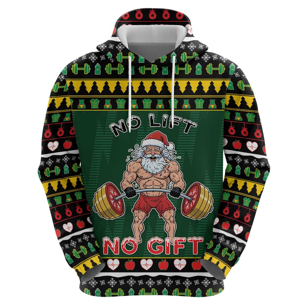 Xmas Gymer Christmas Zip Hoodie No Lift No Gift - Wonder Print Shop