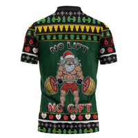 Xmas Gymer Christmas Zipper Polo Shirt No Lift No Gift - Wonder Print Shop