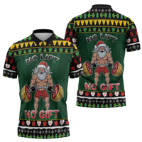 Xmas Gymer Christmas Zipper Polo Shirt No Lift No Gift - Wonder Print Shop