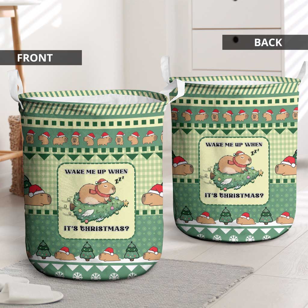 Capybara Christmas Laundry Basket Wake Me Up When It's Christmas - Wonder Print Shop