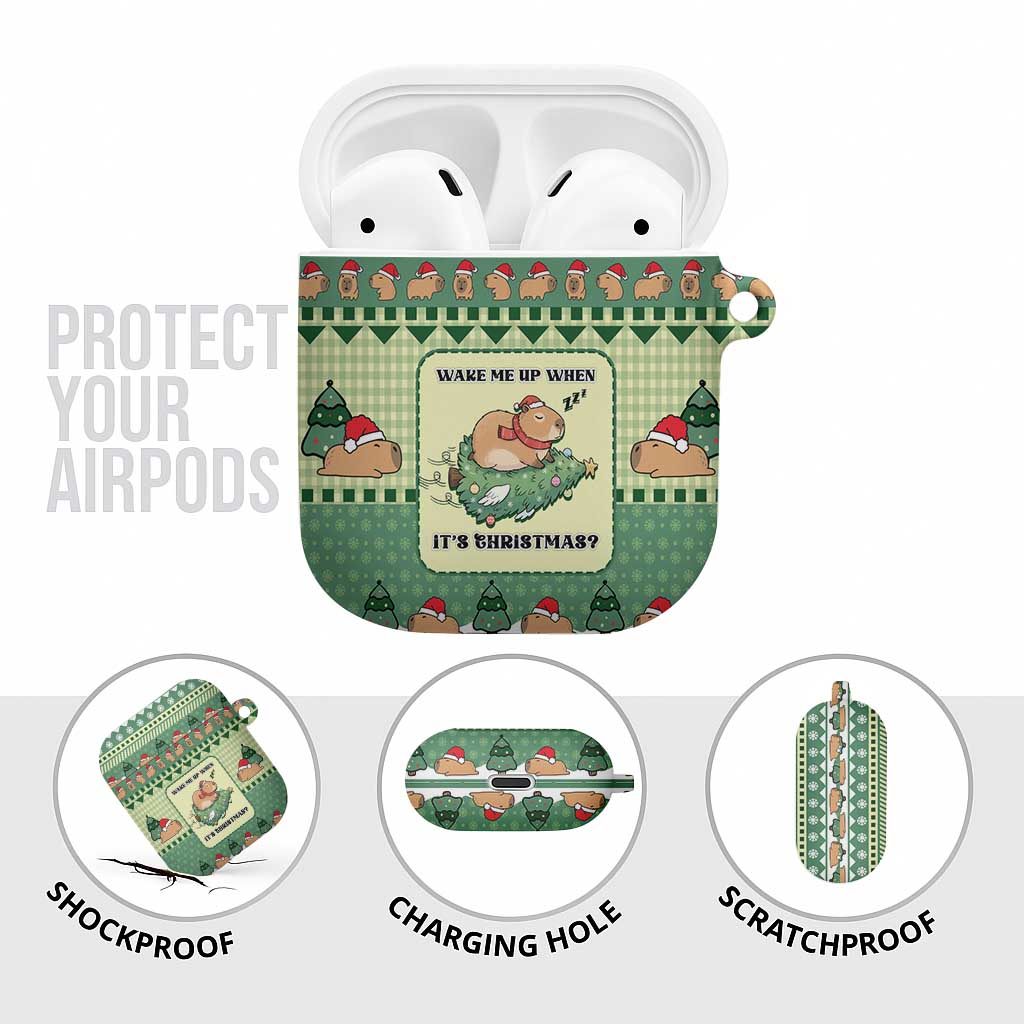 Capybara Christmas AirPods Case Wake Me Up When It's Christmas - Wonder Print Shop