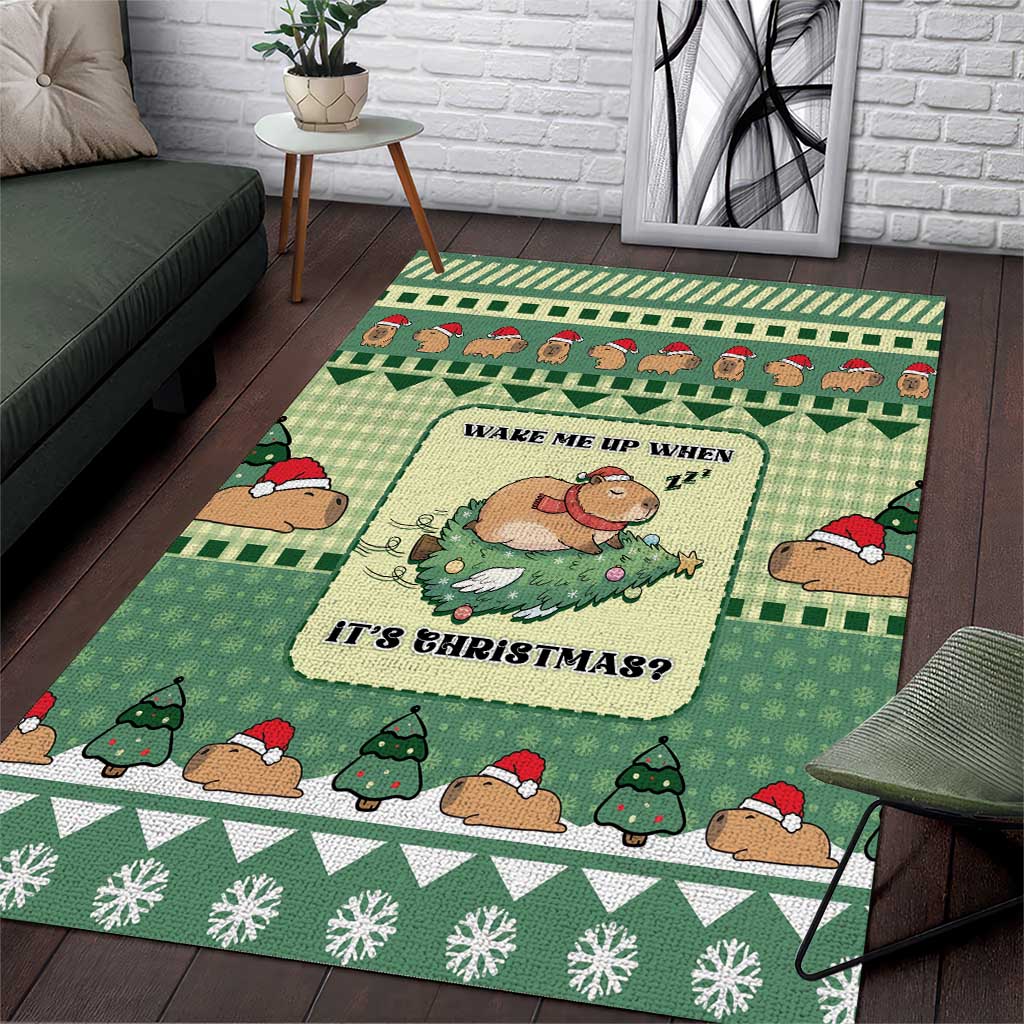 Capybara Christmas Area Rug Wake Me Up When It's Christmas - Wonder Print Shop