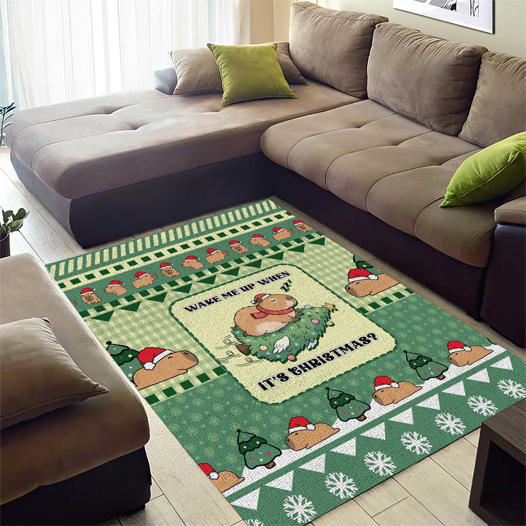 Capybara Christmas Area Rug Wake Me Up When It's Christmas - Wonder Print Shop
