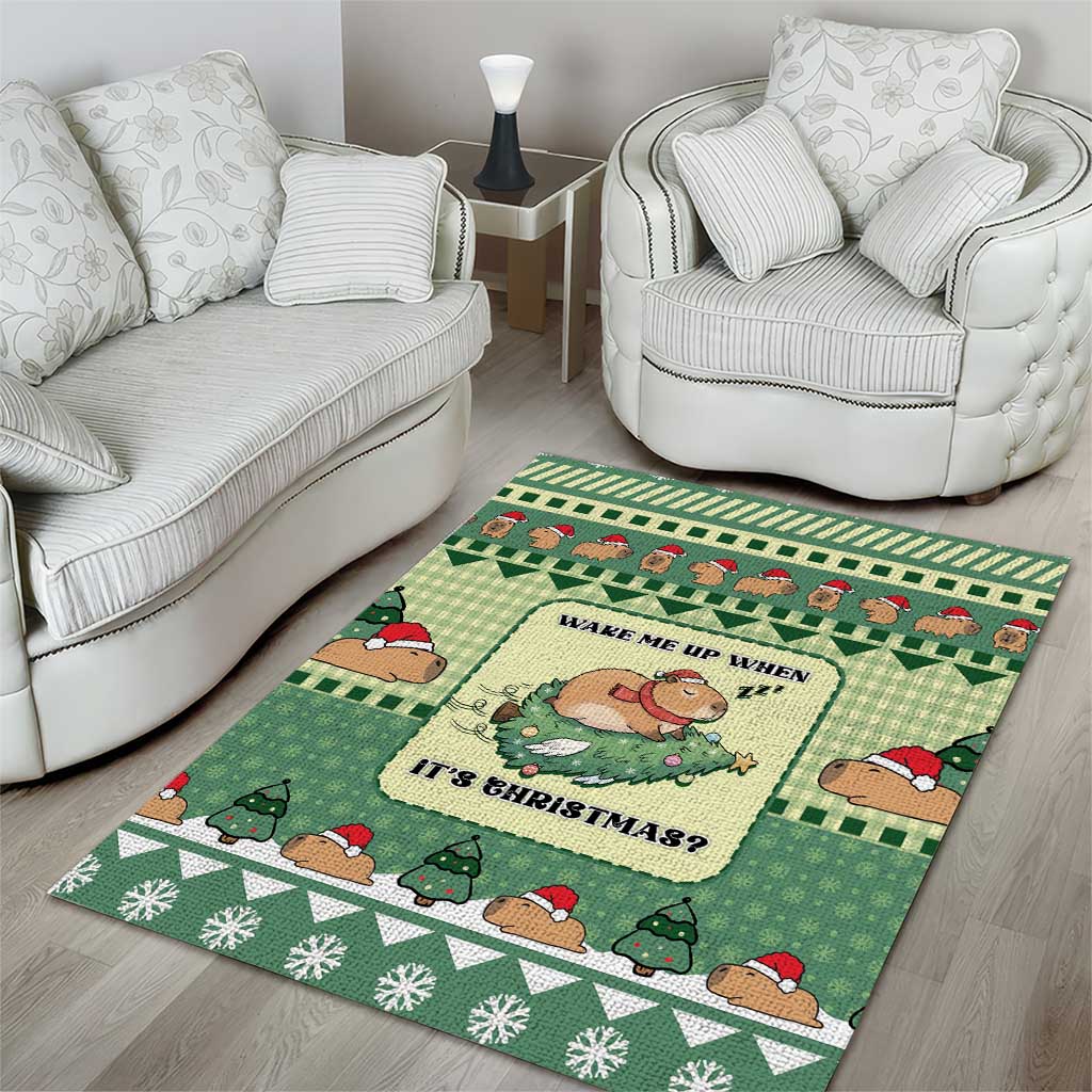 Capybara Christmas Area Rug Wake Me Up When It's Christmas - Wonder Print Shop