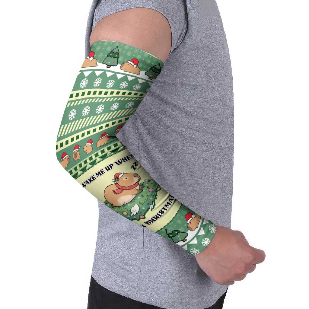 Capybara Christmas Arm Sleeves Wake Me Up When It's Christmas - Wonder Print Shop