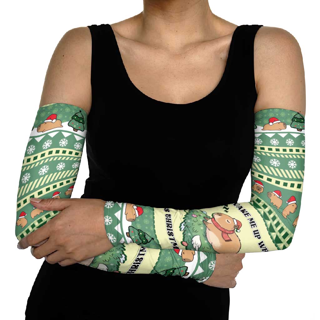 Capybara Christmas Arm Sleeves Wake Me Up When It's Christmas - Wonder Print Shop