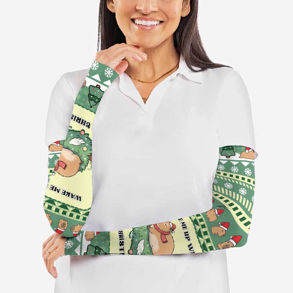 Capybara Christmas Arm Sleeves Wake Me Up When It's Christmas - Wonder Print Shop