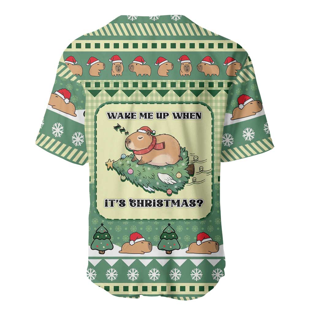 Capybara Christmas Baseball Jersey Wake Me Up When It's Christmas - Wonder Print Shop