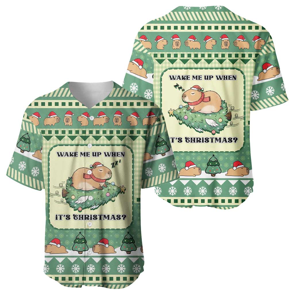 Capybara Christmas Baseball Jersey Wake Me Up When It's Christmas - Wonder Print Shop