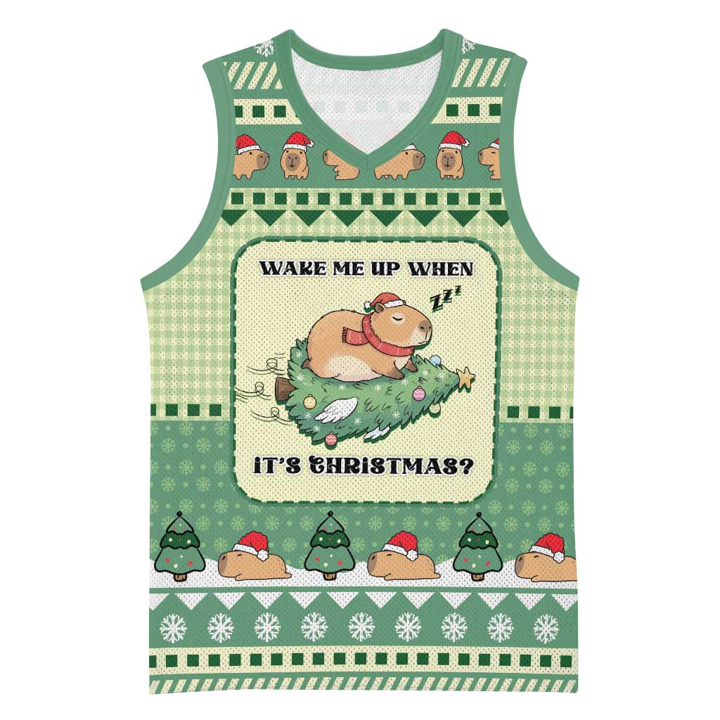 Capybara Christmas Basketball Jersey Wake Me Up When It's Christmas - Wonder Print Shop