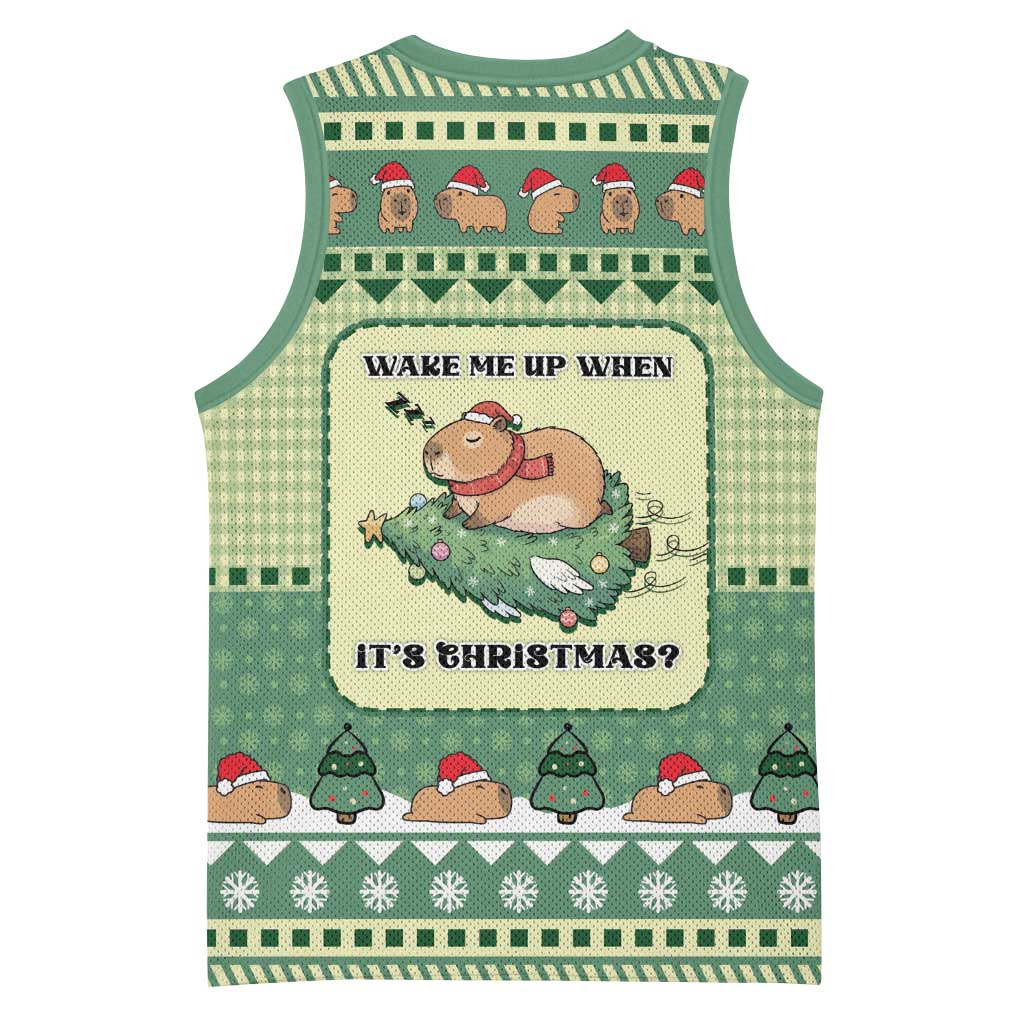 Capybara Christmas Basketball Jersey Wake Me Up When It's Christmas - Wonder Print Shop