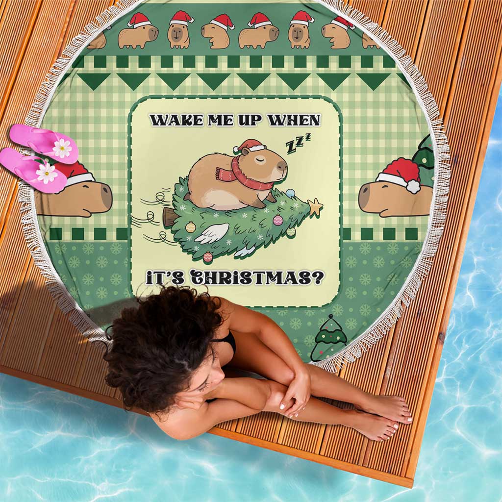 Capybara Christmas Beach Blanket Wake Me Up When It's Christmas - Wonder Print Shop