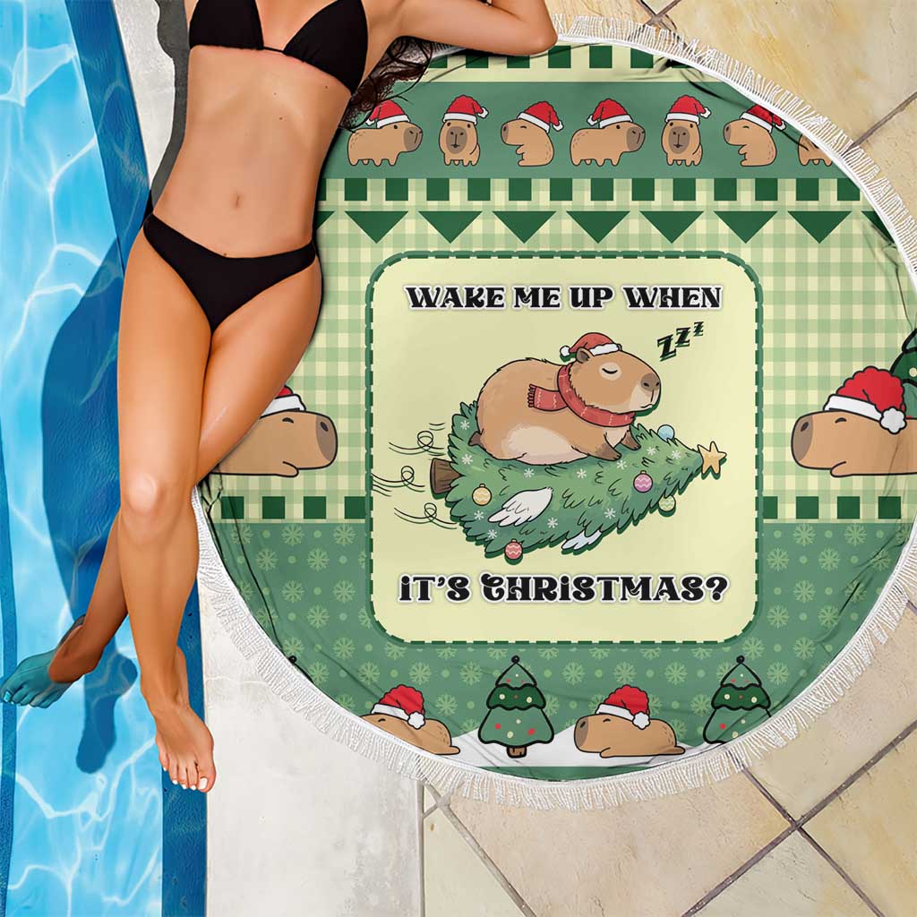 Capybara Christmas Beach Blanket Wake Me Up When It's Christmas - Wonder Print Shop