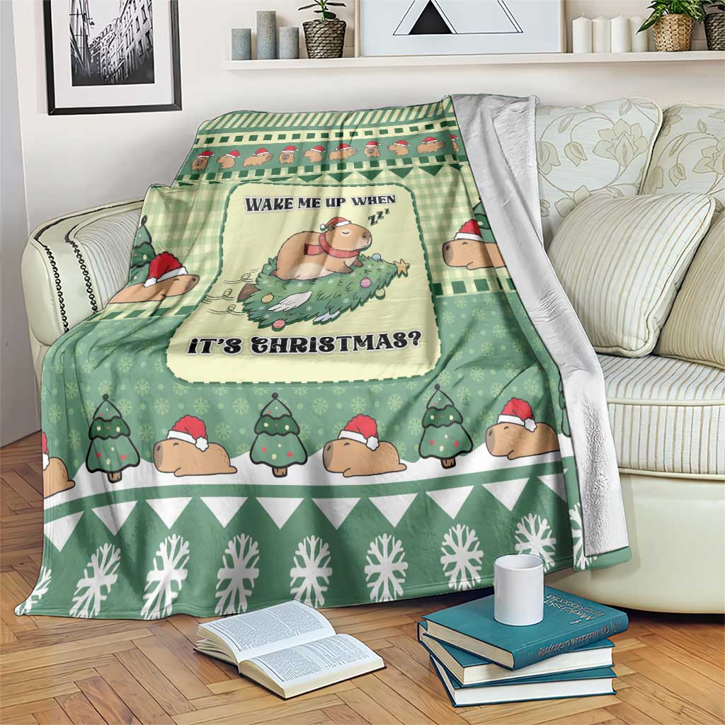Capybara Christmas Blanket Wake Me Up When It's Christmas - Wonder Print Shop