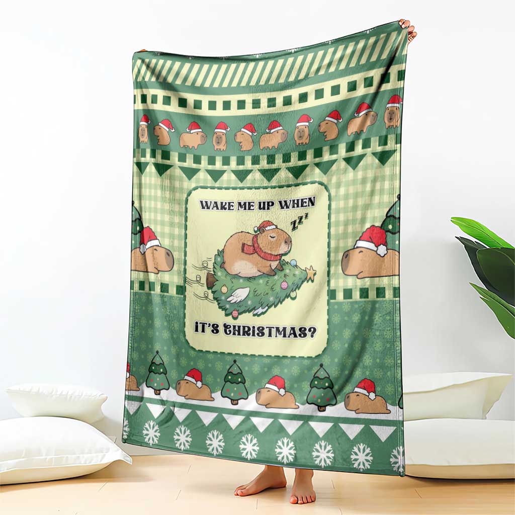Capybara Christmas Blanket Wake Me Up When It's Christmas - Wonder Print Shop