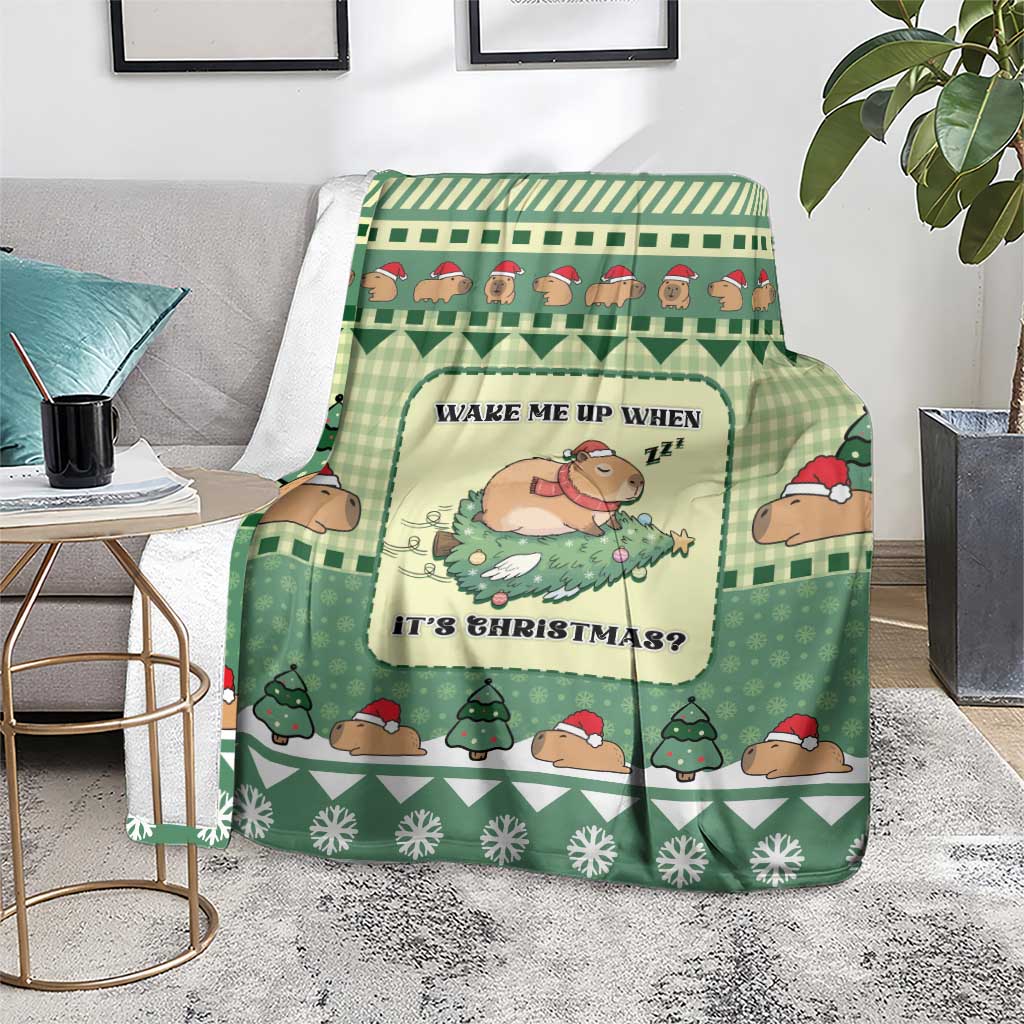 Capybara Christmas Blanket Wake Me Up When It's Christmas - Wonder Print Shop