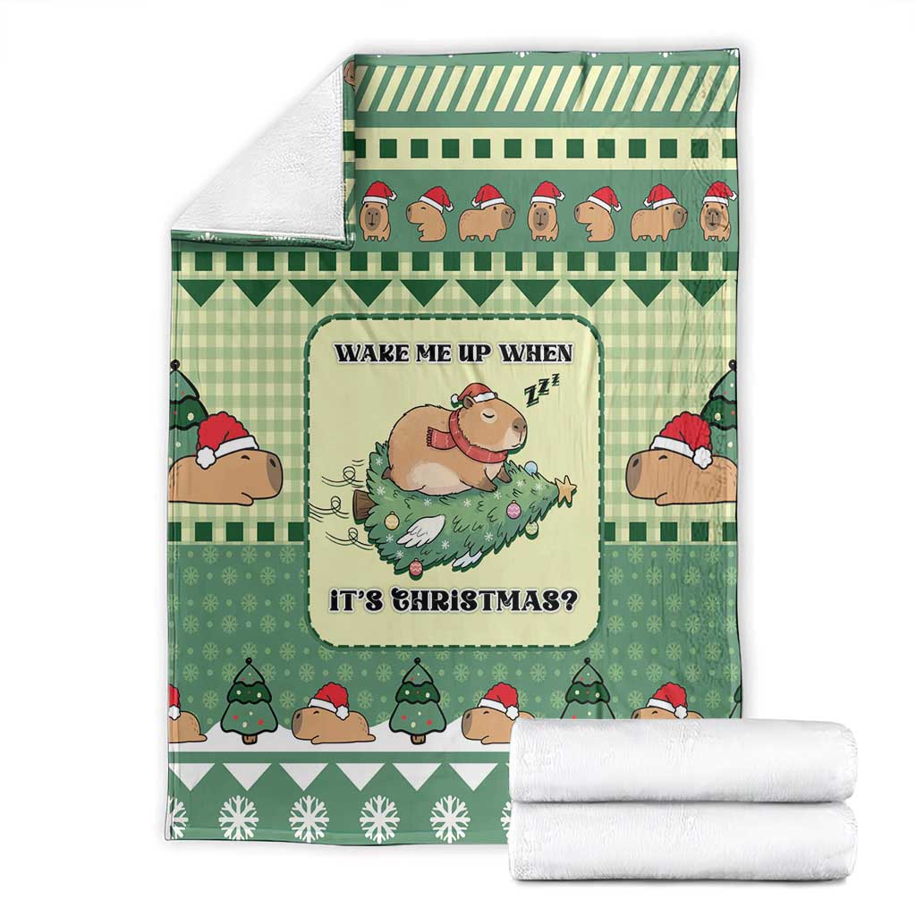 Capybara Christmas Blanket Wake Me Up When It's Christmas - Wonder Print Shop