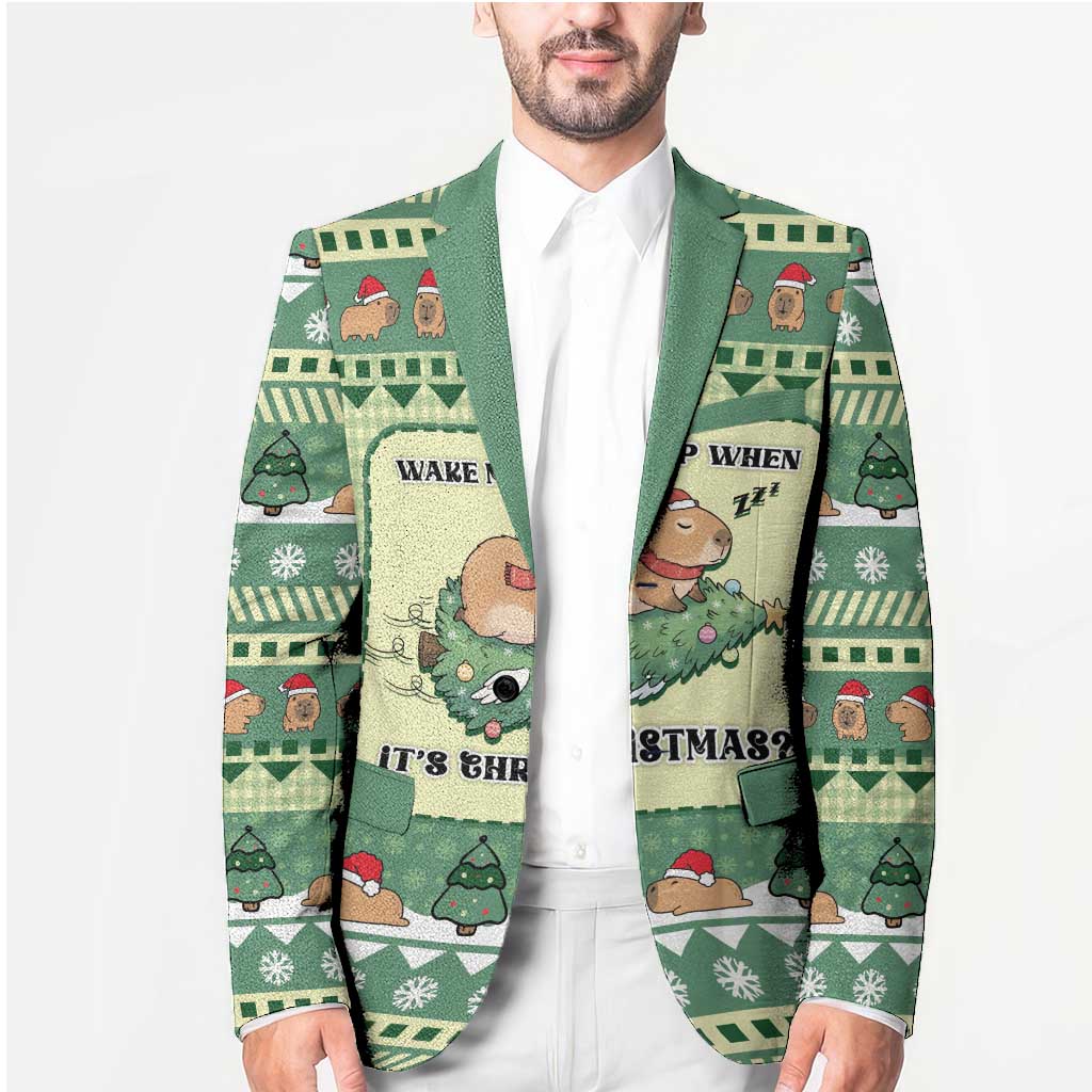 Capybara Christmas Blazer Wake Me Up When It's Christmas - Wonder Print Shop