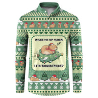 Capybara Christmas Button Sweatshirt Wake Me Up When It's Christmas - Wonder Print Shop