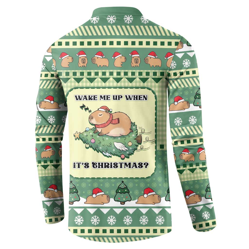 Capybara Christmas Button Sweatshirt Wake Me Up When It's Christmas - Wonder Print Shop