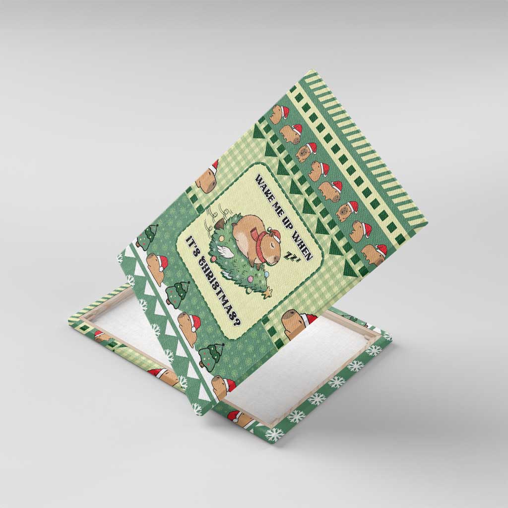 Capybara Christmas Canvas Wall Art Wake Me Up When It's Christmas - Wonder Print Shop