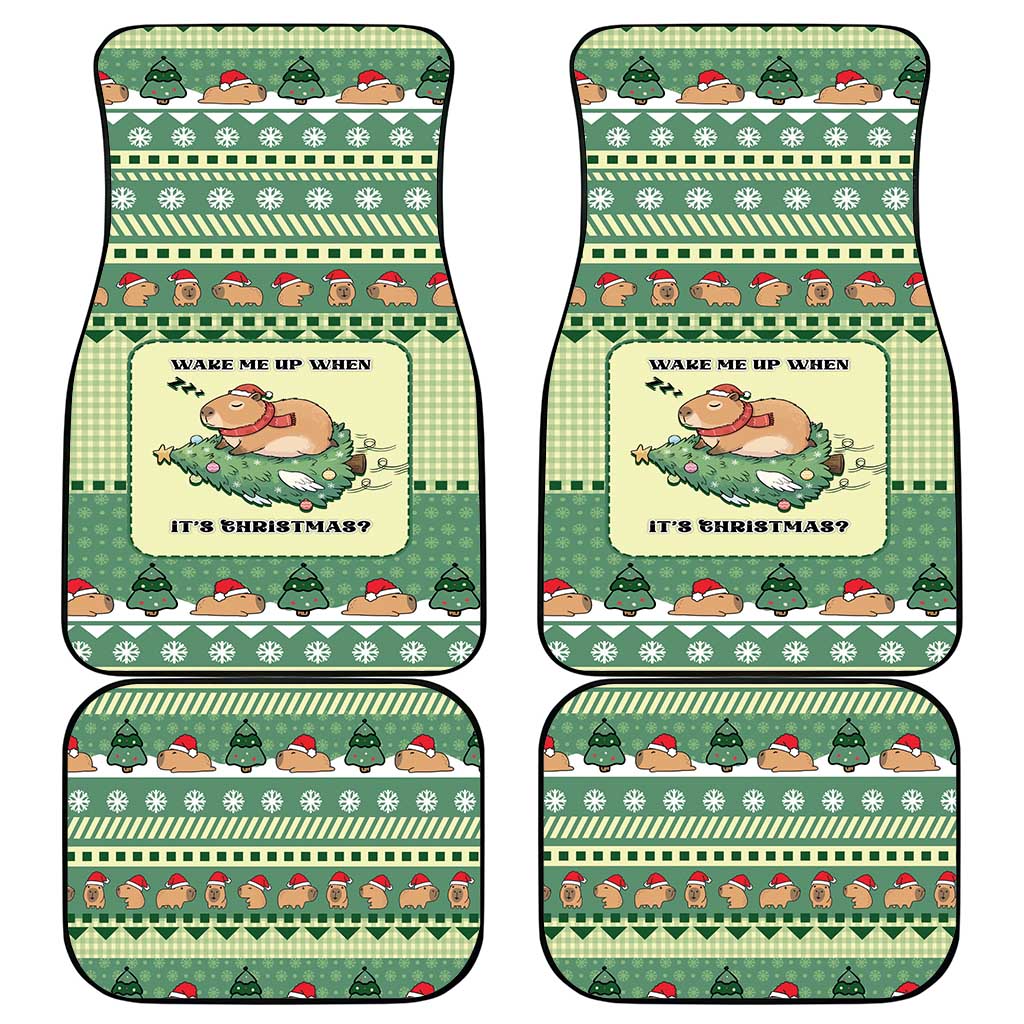 Capybara Christmas Car Mats Wake Me Up When It's Christmas - Wonder Print Shop