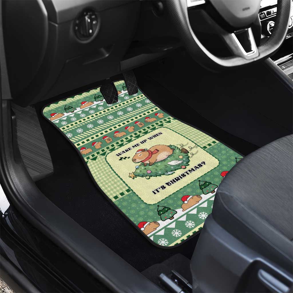 Capybara Christmas Car Mats Wake Me Up When It's Christmas - Wonder Print Shop