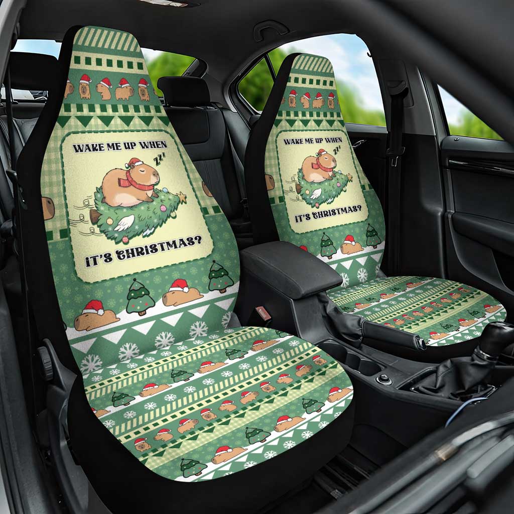 Capybara Christmas Car Seat Cover Wake Me Up When It's Christmas - Wonder Print Shop
