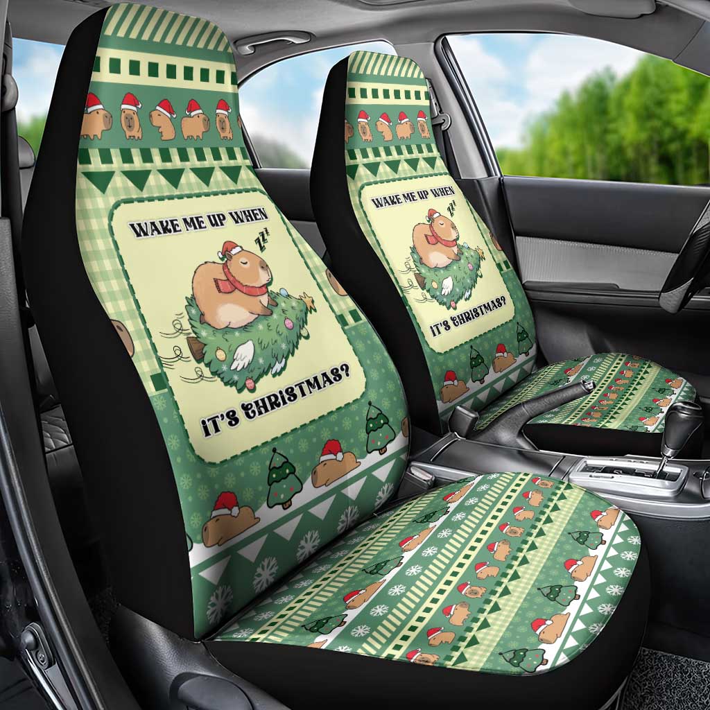 Capybara Christmas Car Seat Cover Wake Me Up When It's Christmas - Wonder Print Shop