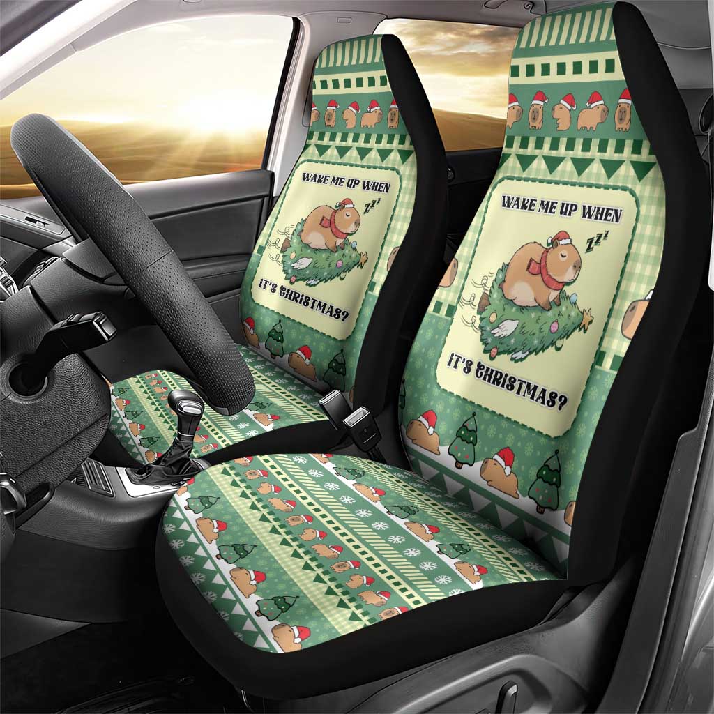 Capybara Christmas Car Seat Cover Wake Me Up When It's Christmas - Wonder Print Shop