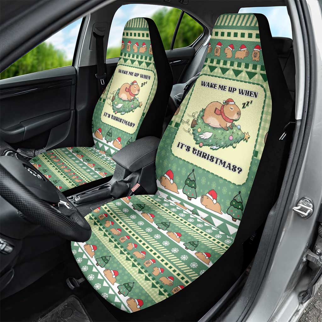 Capybara Christmas Car Seat Cover Wake Me Up When It's Christmas - Wonder Print Shop