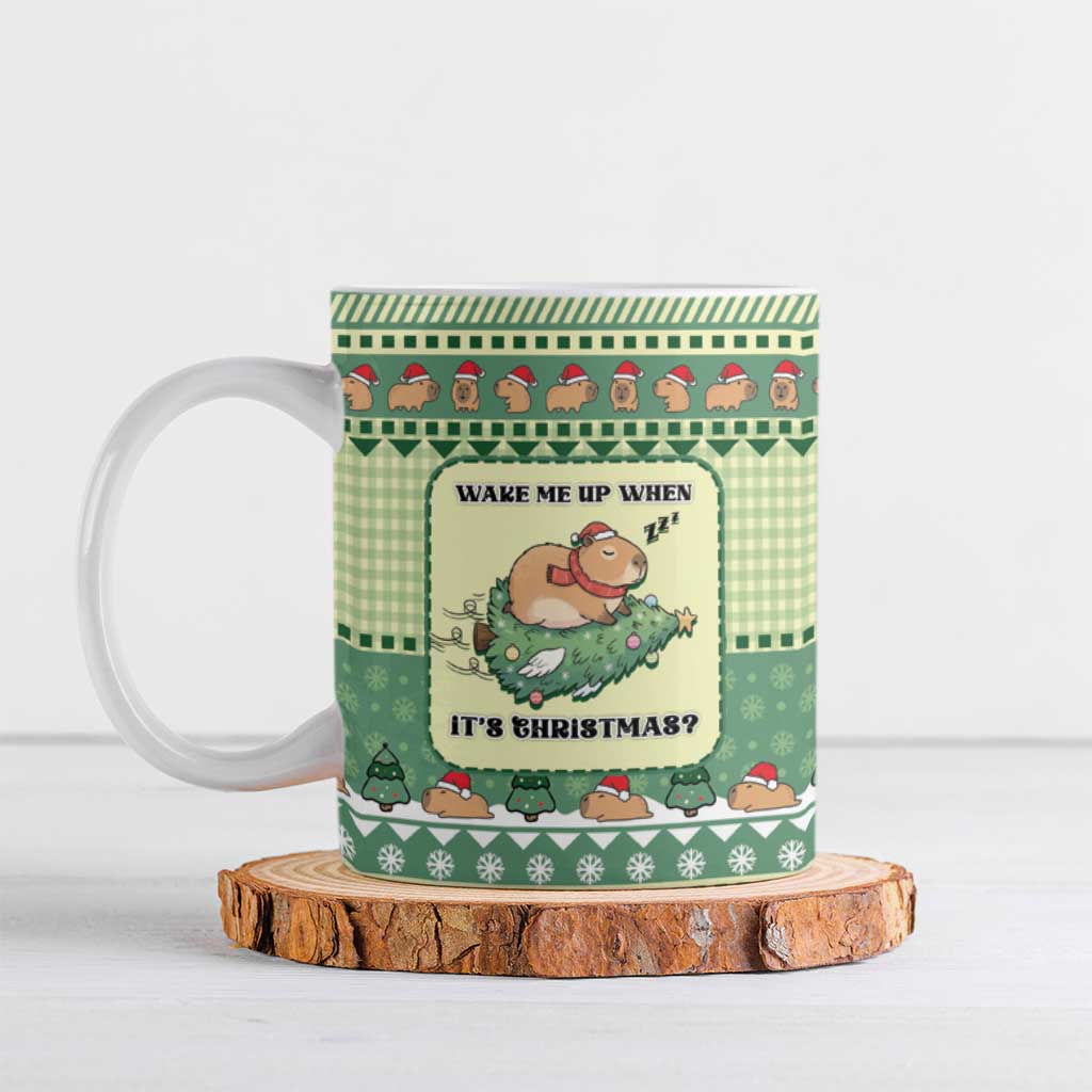 Capybara Christmas Ceramic Mug Wake Me Up When It's Christmas - Wonder Print Shop