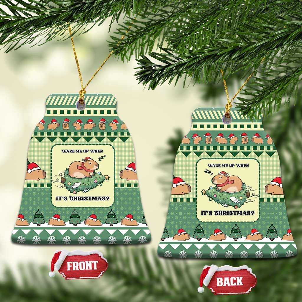 Capybara Christmas Ceramic Ornament Wake Me Up When It's Christmas - Wonder Print Shop