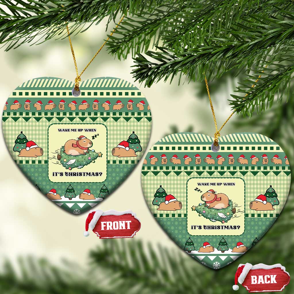 Capybara Christmas Ceramic Ornament Wake Me Up When It's Christmas - Wonder Print Shop