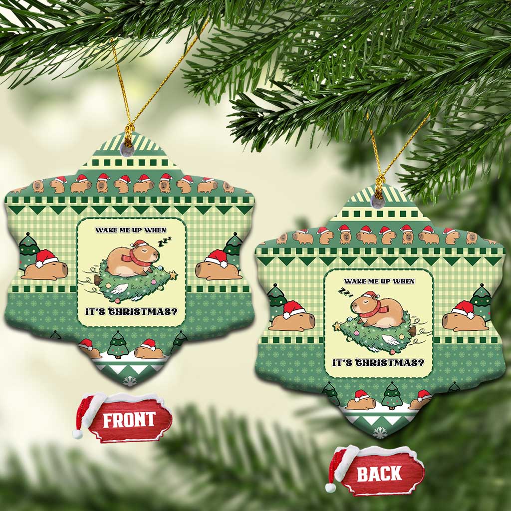 Capybara Christmas Ceramic Ornament Wake Me Up When It's Christmas - Wonder Print Shop