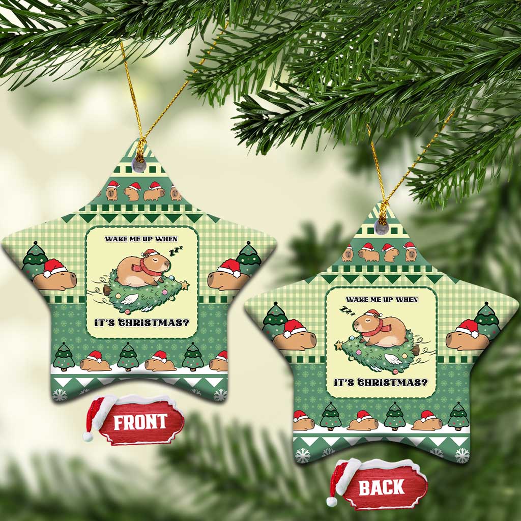 Capybara Christmas Ceramic Ornament Wake Me Up When It's Christmas - Wonder Print Shop