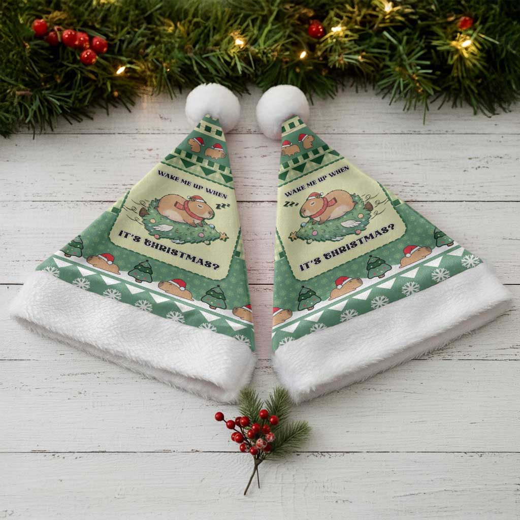 Capybara Christmas Santa Hat Wake Me Up When It's Christmas - Wonder Print Shop