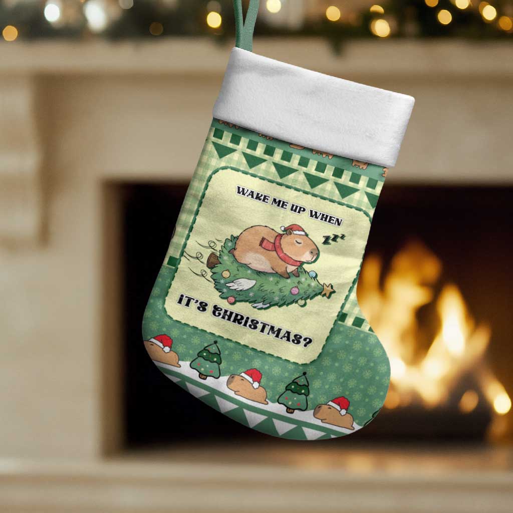 Capybara Christmas Stocking Wake Me Up When It's Christmas - Wonder Print Shop