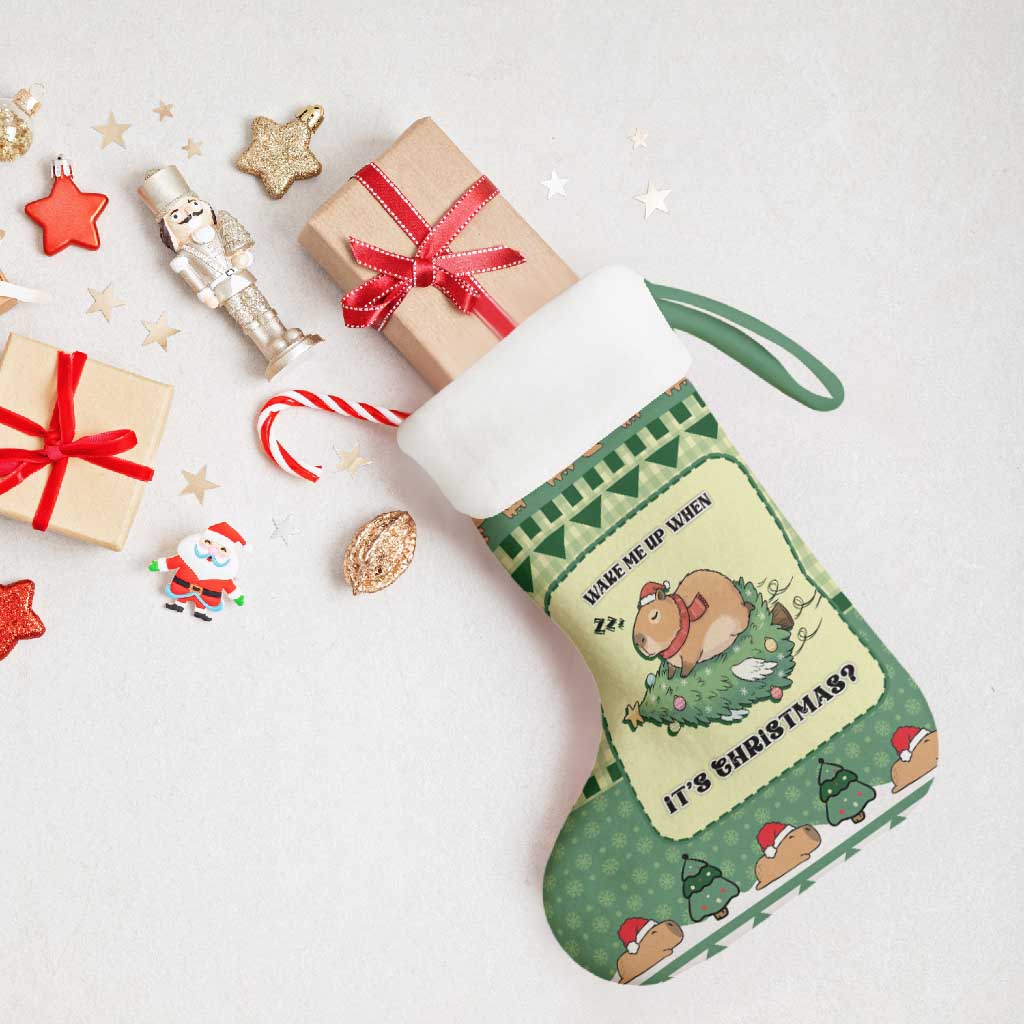 Capybara Christmas Stocking Wake Me Up When It's Christmas - Wonder Print Shop