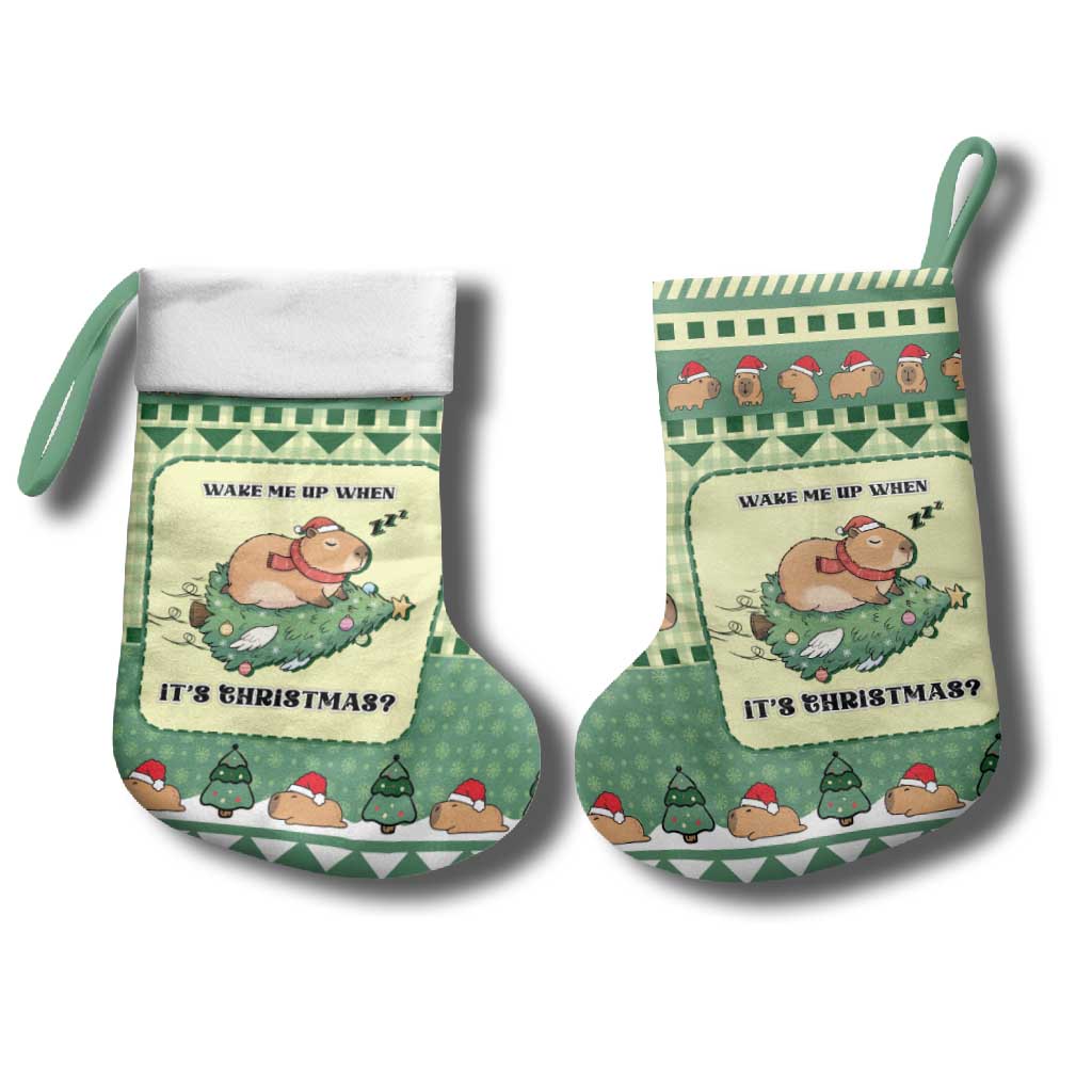 Capybara Christmas Stocking Wake Me Up When It's Christmas - Wonder Print Shop
